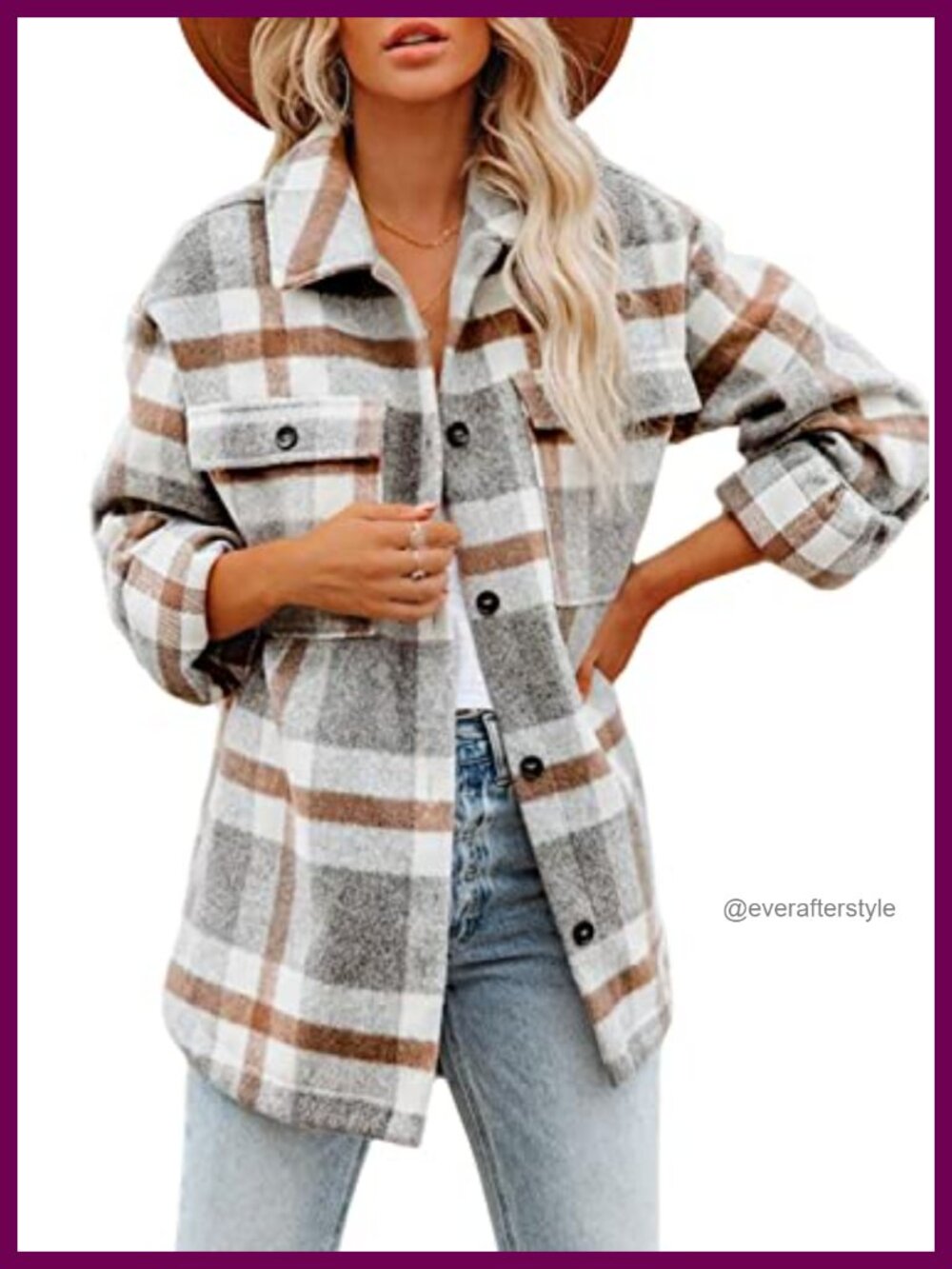 Beaully Women's Flannel Plaid Shacket Button Down Shirt Jacket